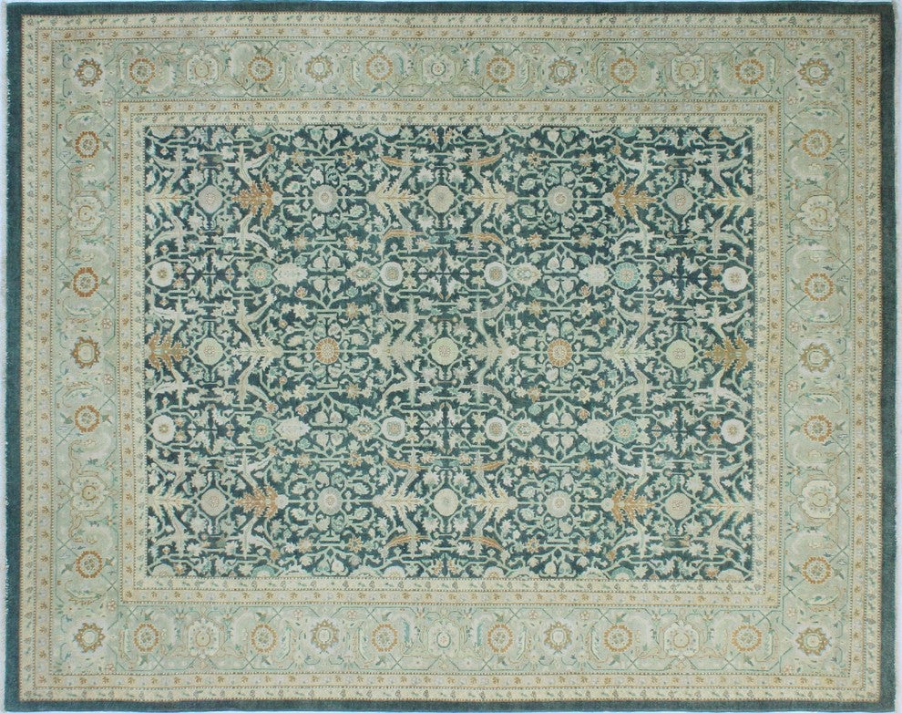 Peshawar Dilya Green/Rust Rug, 8'x9'5"