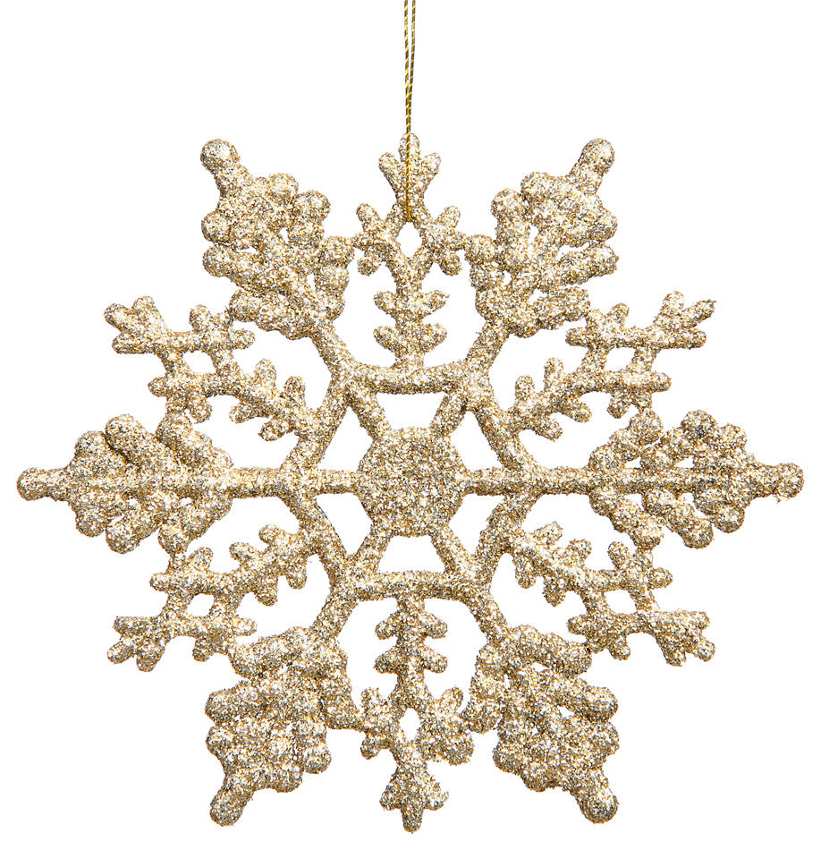 Vickerman M101411 4" Champagne Glitter Snowflake Christmas Ornament, 24 Per Box
