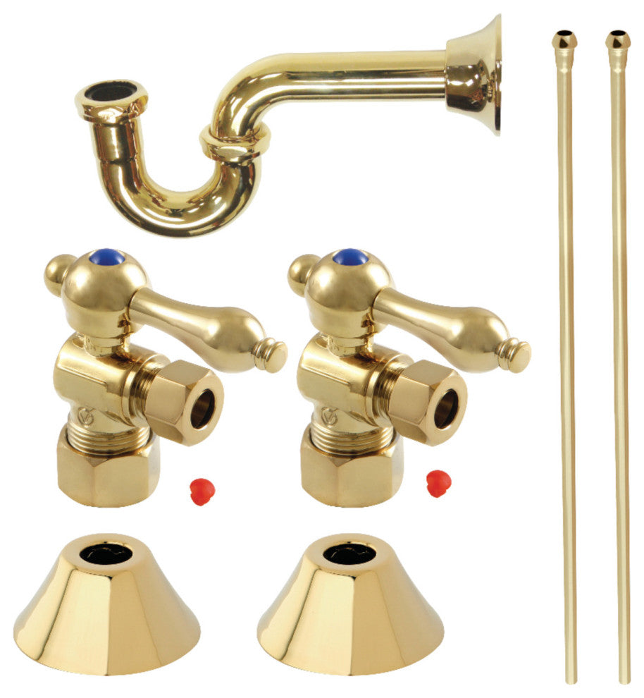 Plumbing Sink Trim Kit, P-Trap, Polished Brass