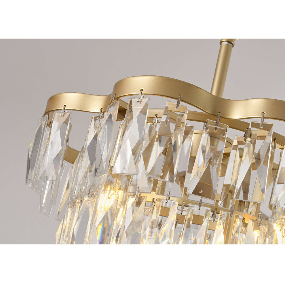 Abigil Gold 4-light Crystal Glass Prism 4-tier Chandelier