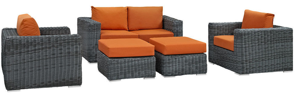 Canvas Tuscan Summon 5-Piece Outdoor Patio Sunbrella Sectional Set