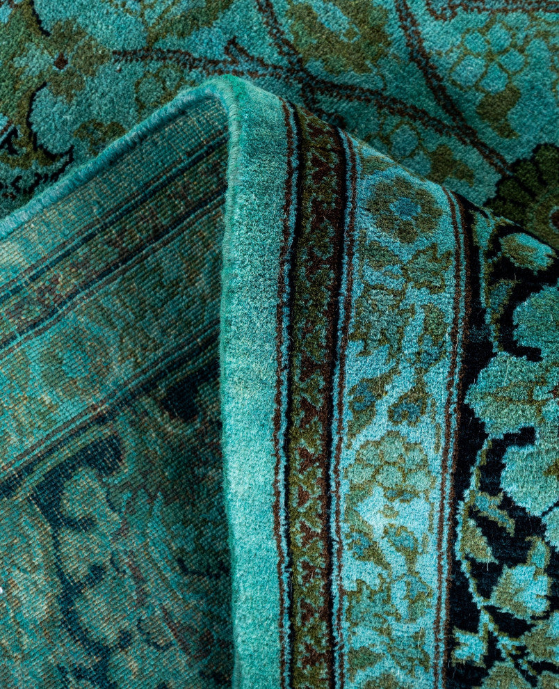 Overdyed One-of-a-Kind Hand-Knotted Area Rug Green, 6' 1" x 6' 3"