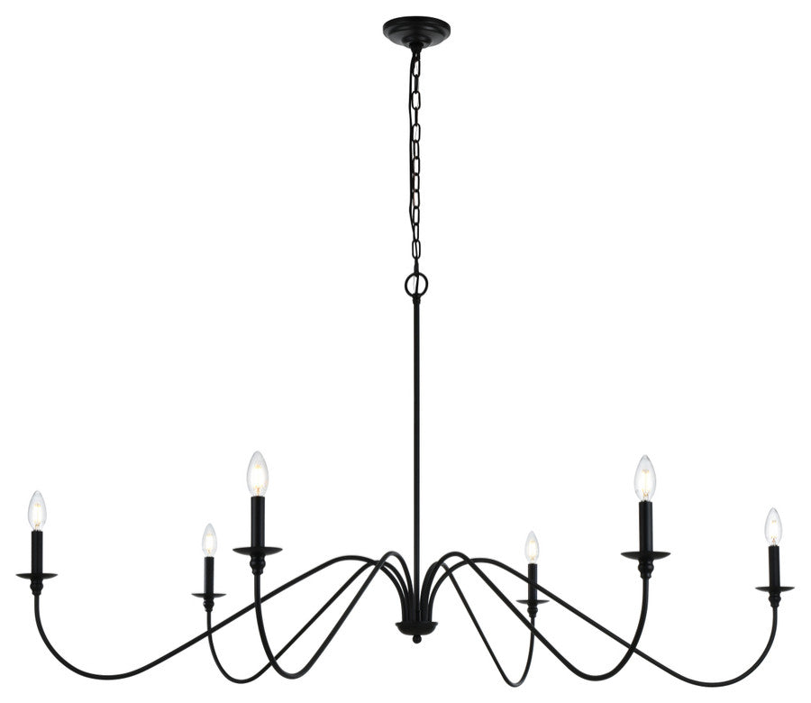 Living District Rohan 60" Chandelier in Matte Black