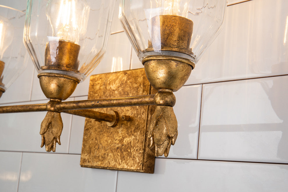 Felice 3 Light Bath Vanity Light, Gold Finial 1 Gold