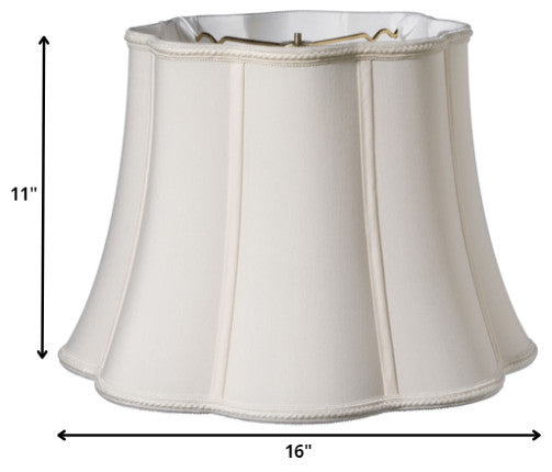 16" Cream Melon Scallop Paperback Shantung Lampshade