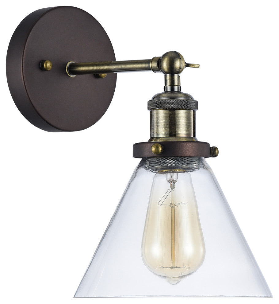 CHLOE Manette Industrial Style 1-Light Oil Rubbed Bronze Wall Sconce, 7" W