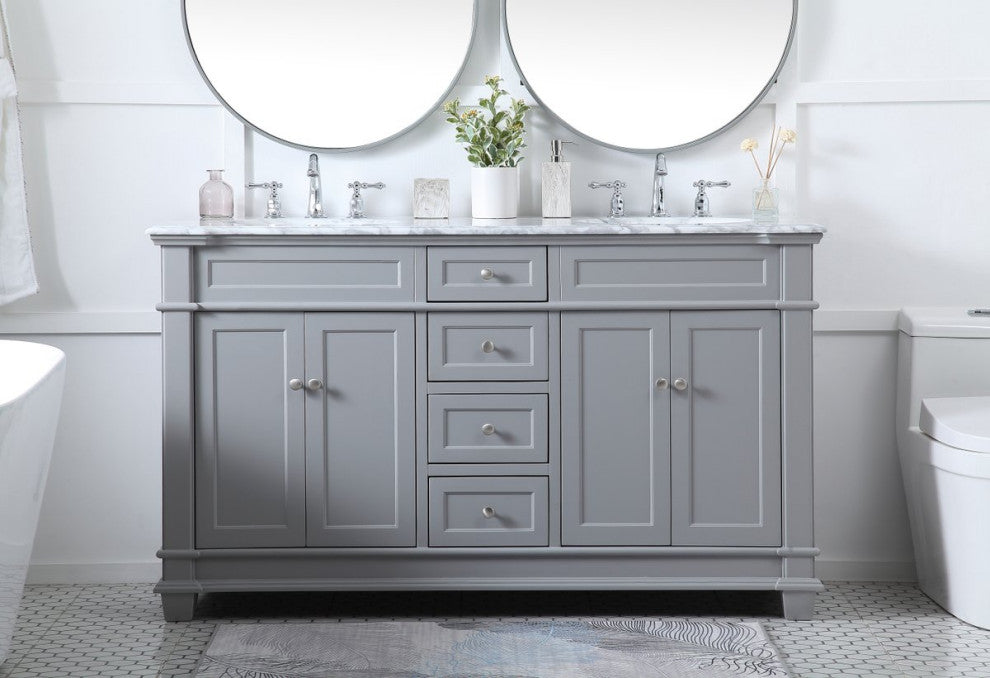 Home Living 60" Double Bathroom Vanity Set, Gray