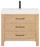 Leon Bath Vanity With Composite Stone Top, Fir Wood Brown, 36", No Mirror