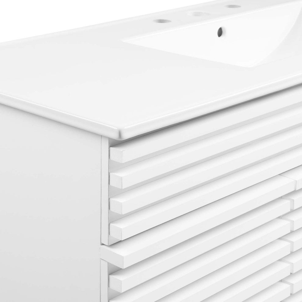 Render 48" Single Sink Bathroom Vanity, White White