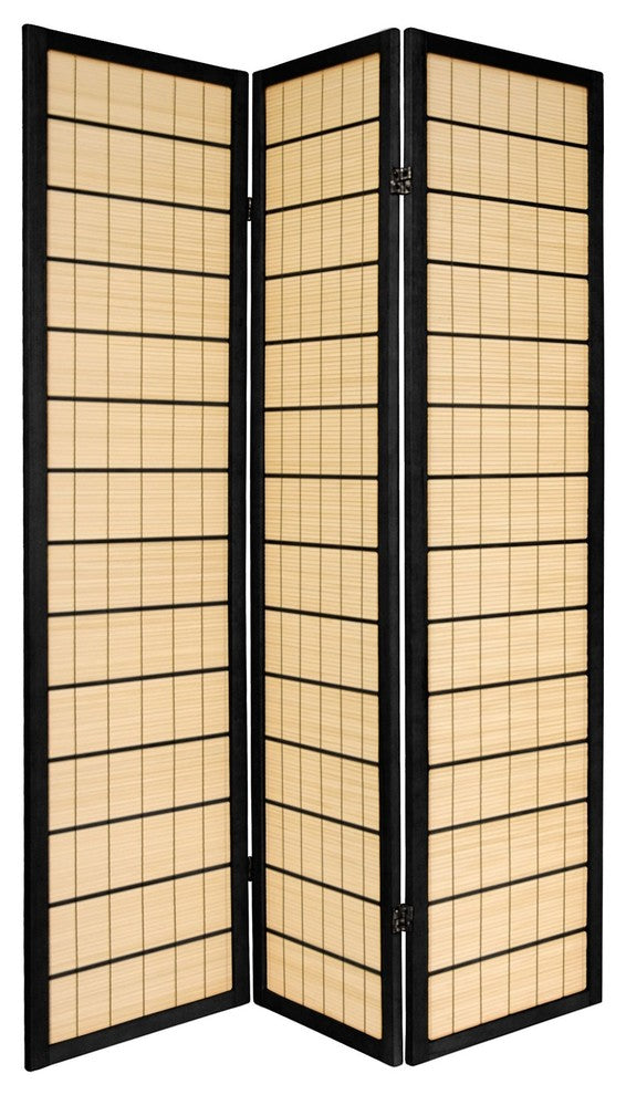 6' Tall Kimura Shoji Screen, 3 Panel, Black