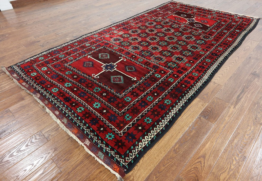 Handmade Persian Balouch Wool On Wool Area Rug 6'x10, W2338