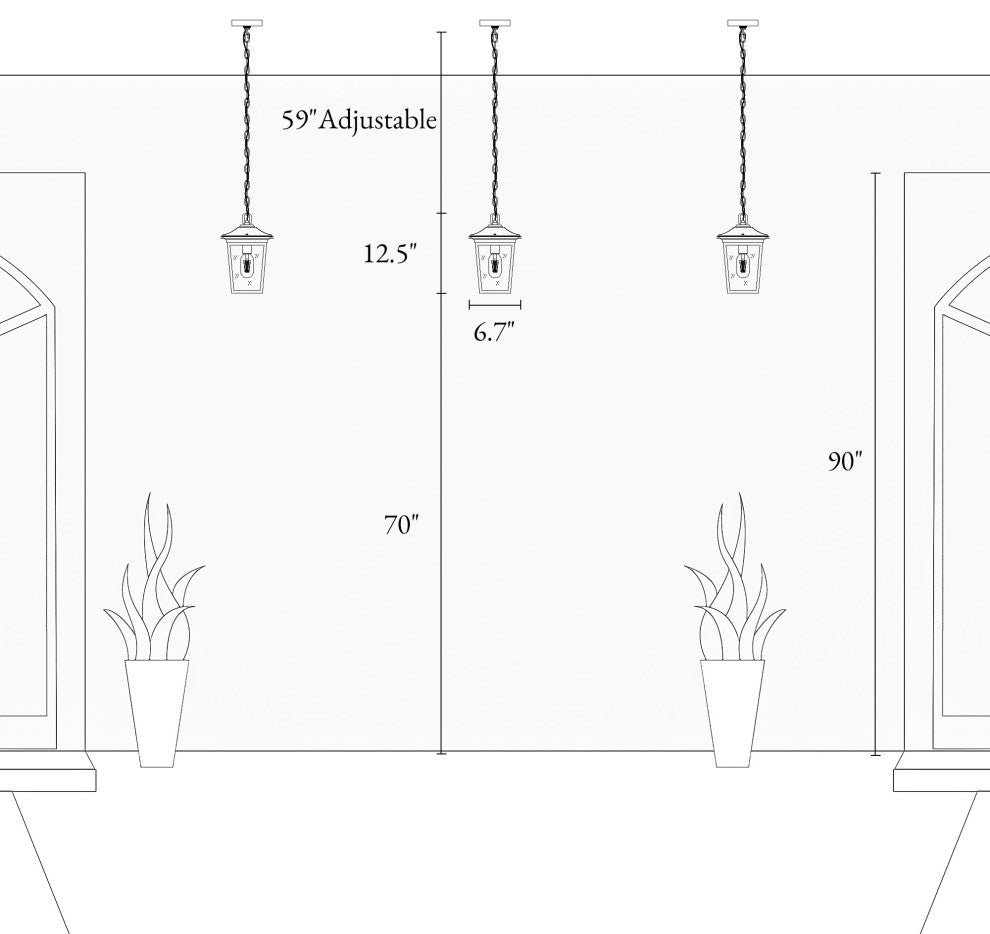 LNC 1-Light Matte Black Square Outdoor Pendant Light