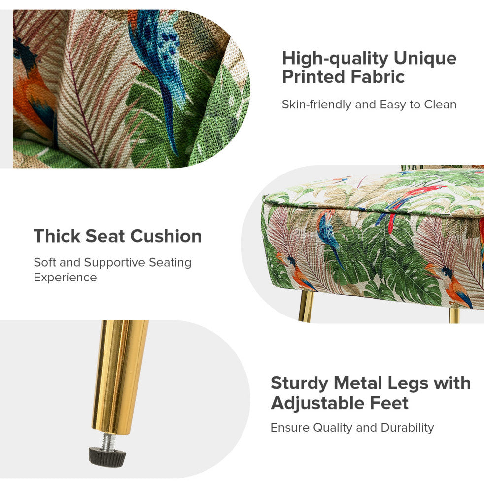 Accent Side Chair With Tufted Back, Green