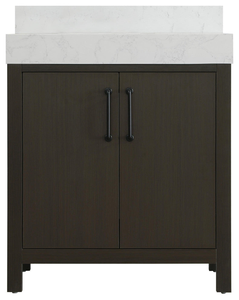 Home Living 30" Single Bathroom Vanity, Mocha Brown With Backsplash