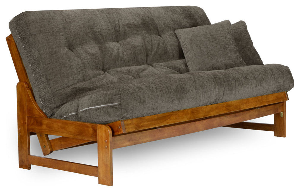 Arden Futon Set, Frame, Premium 8" Mattress, Queen, Rugby Silver