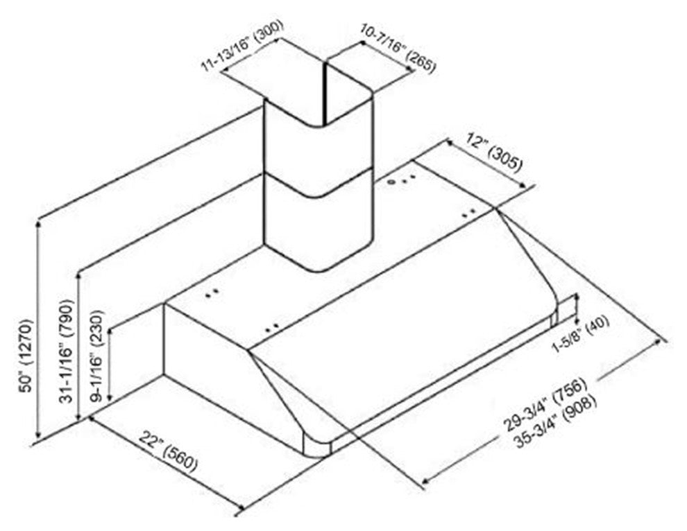 Kobe Brillia Wall Mount Range Hood, Silver, 30"