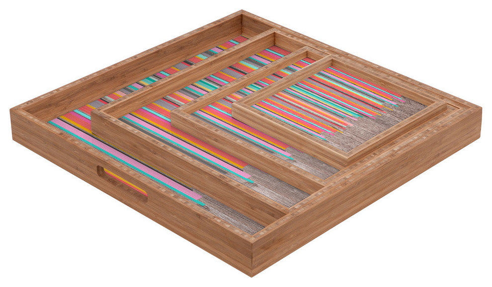 Deny Designs Iveta Abolina Stripe Happy Square Tray