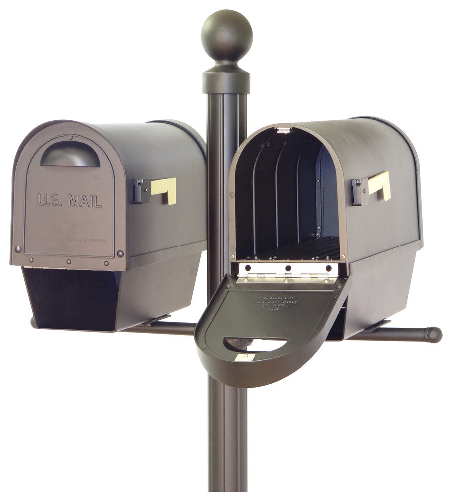 Classic Mailboxes With Newspaper Tube & Fresno Double Mount Mailbox Post