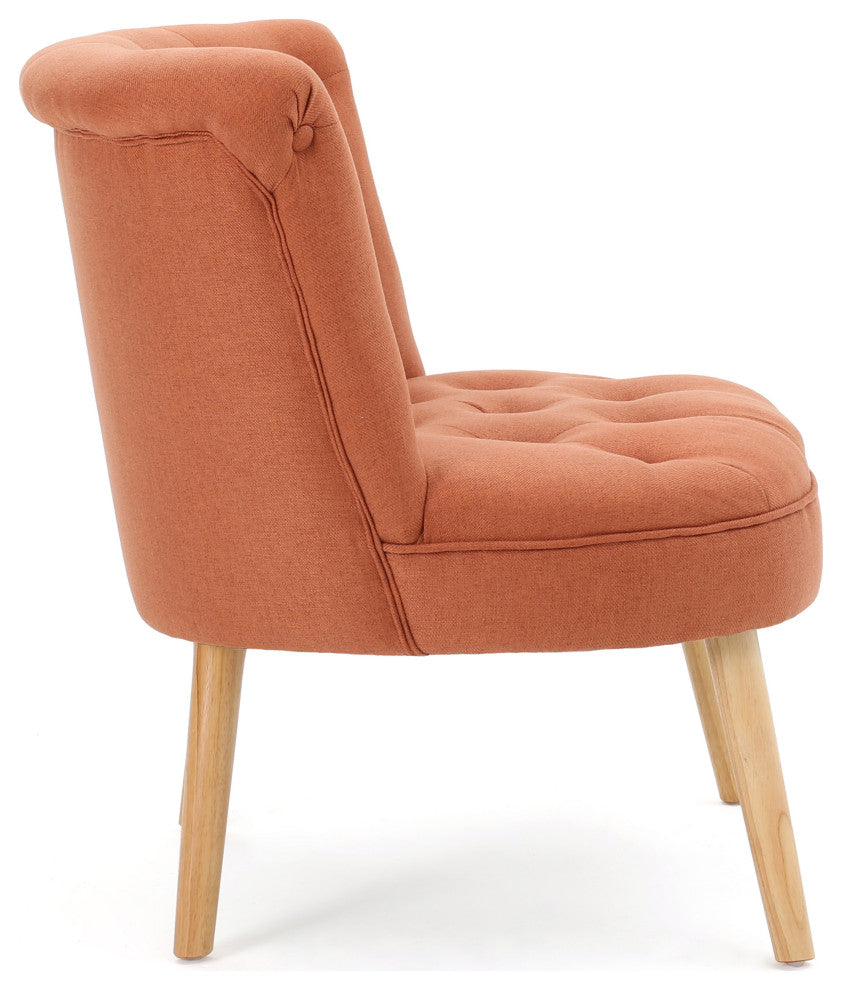 GDF Studio Donna Plush Modern Tufted Accent Chair, Orange/Natural
