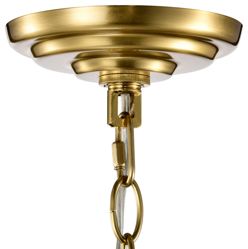 Echo Brushed Shiny Brass 7-Light Tiered Leaf-shaped Glass Chandelier 1 Variation