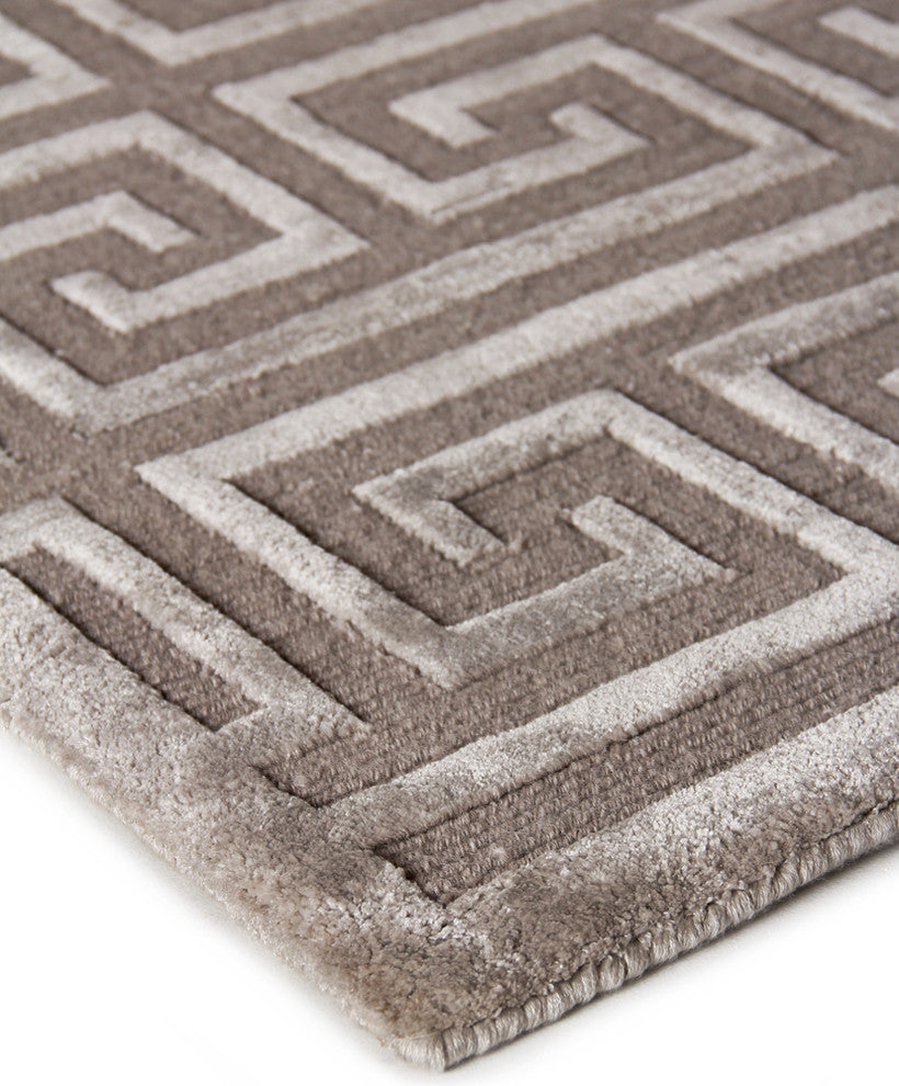 Metro Velvet Hand-Knotted New Zealand Wool and Viscose Taupe Area Rug, 8'x10'
