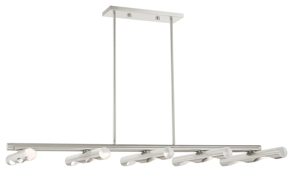 Brushed Nickel Contemporary, Minimal, Industrial, Urban, Sleek Linear Chandelier