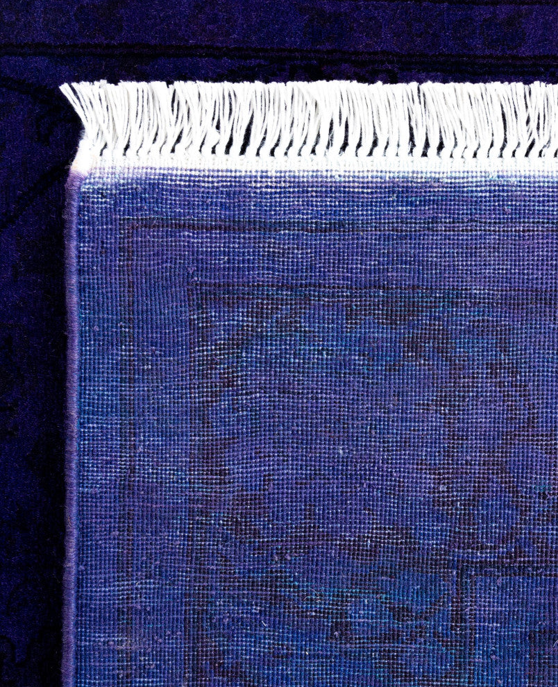 Overdyed One-of-a-Kind Hand-Knotted Area Rug Purple, 3' 1" x 10' 7"