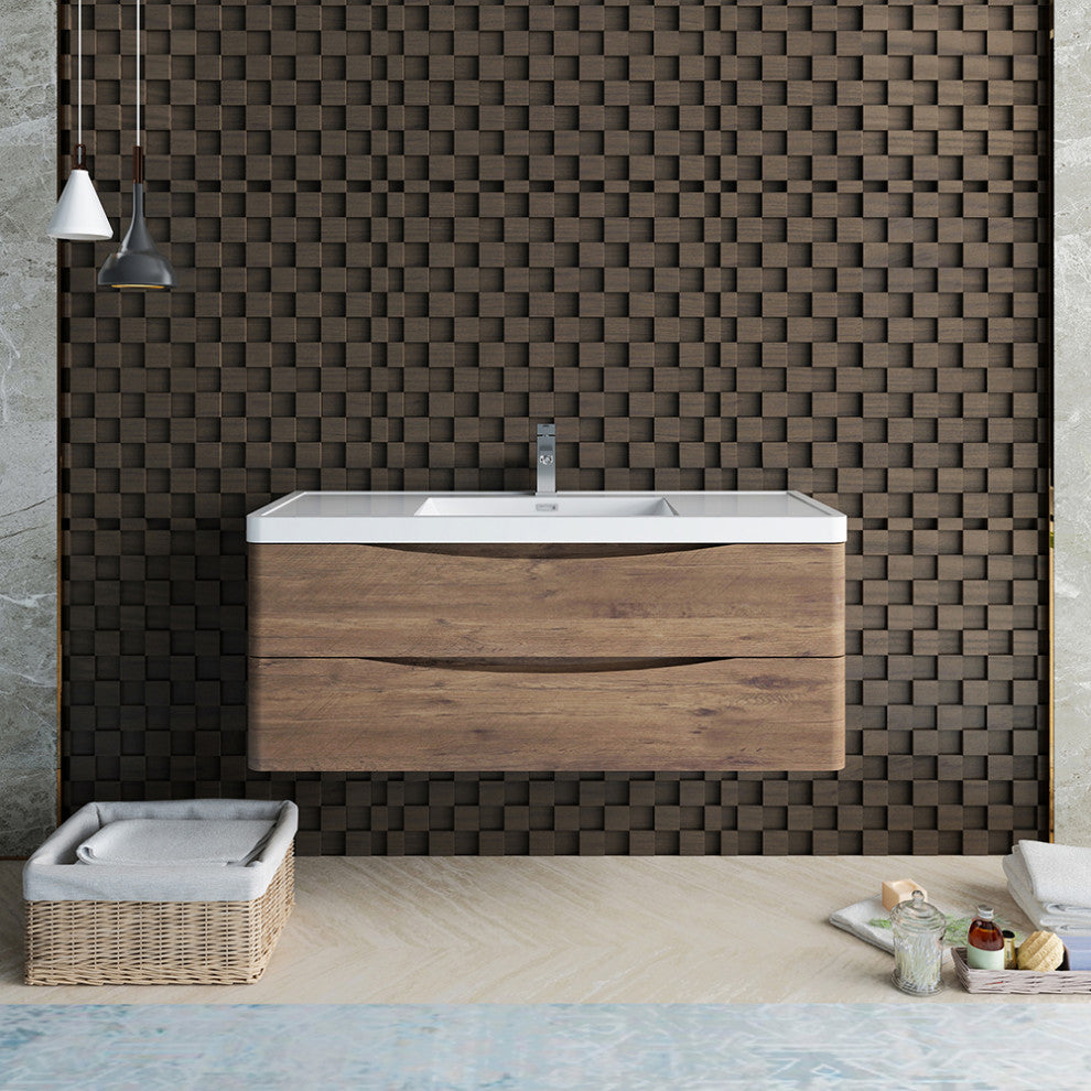 Fresca Tuscany 48" Rosewood Wall Hung Cabinet With Integrated Sink