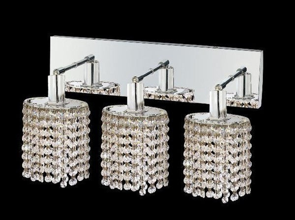 Elegant Mini Vanity Light, Chrome Finish With Royal Cut Crystal