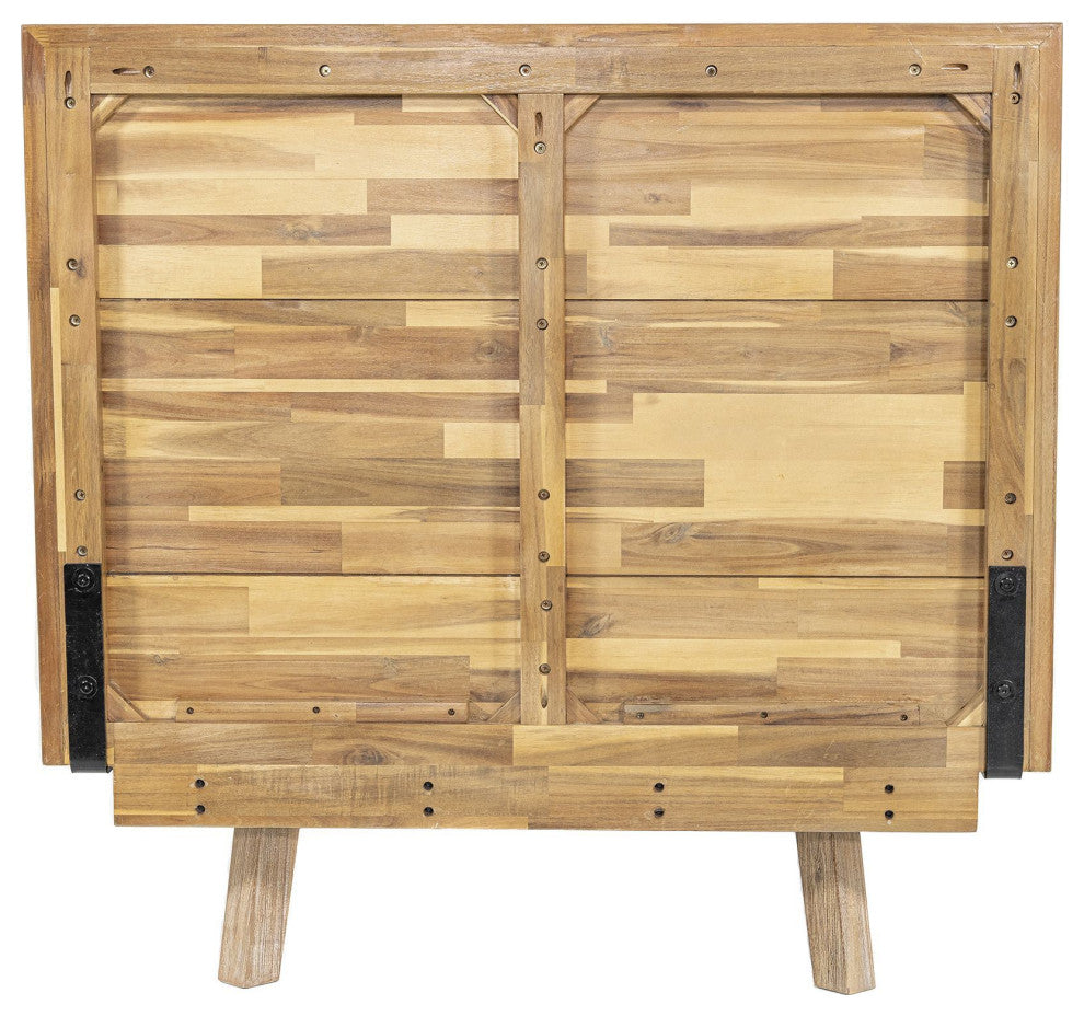 Gia Acacia Wood Panel Bed, Light Brown, Single