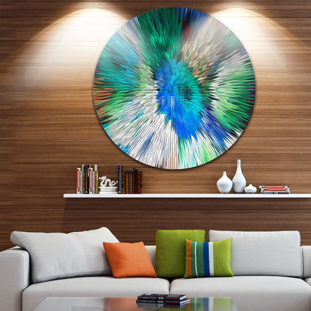 Extrusive 3D Fabric Flowers Blue, Floral Art Round Wall Art, 11"