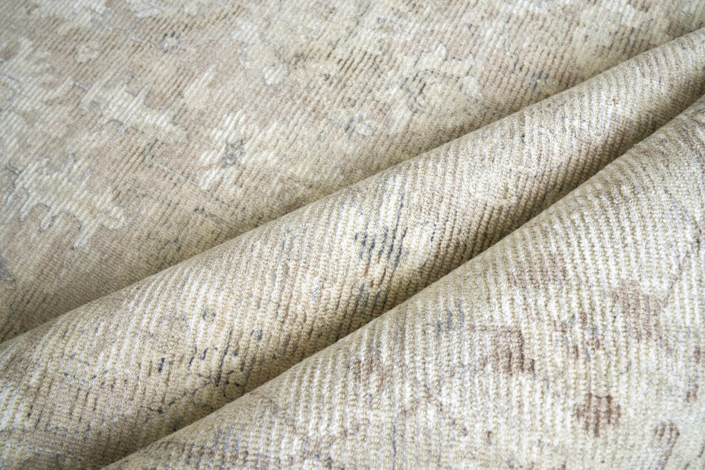 Tuscany Handmade Hand Loomed Wool and Bamboo Silk Tan Area Rug