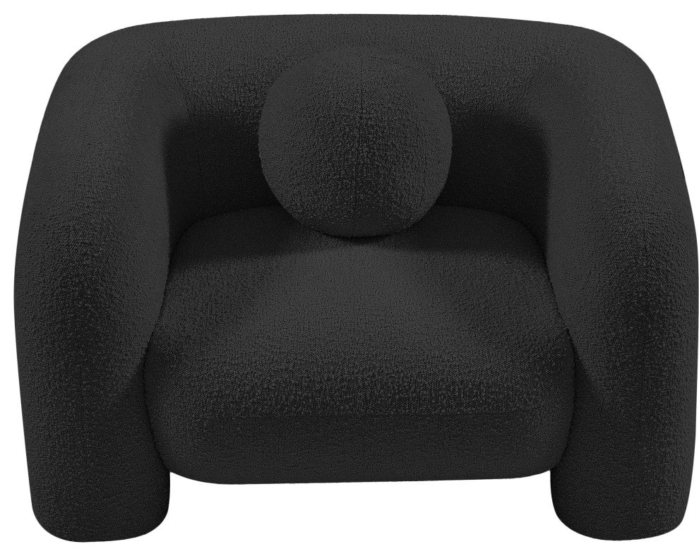 Emory Boucle Fabric Upholstered Upholstered Chair, Black