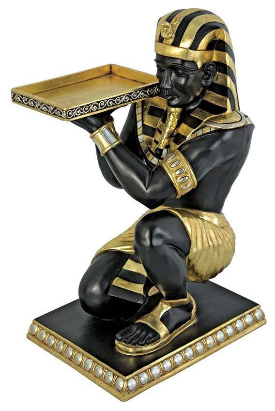 Ancient Egyptian Neoclassical Pharaohs Kneeling Nubian Servant Sculpture
