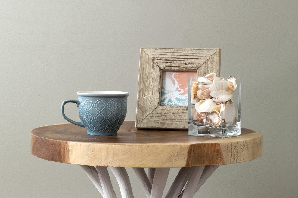 East at Main Merrill White Round Teakwood Accent Table