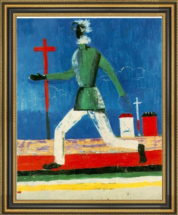 Kazimir Malevich The Running Man - 20" x 25" Framed Premium Canvas Print