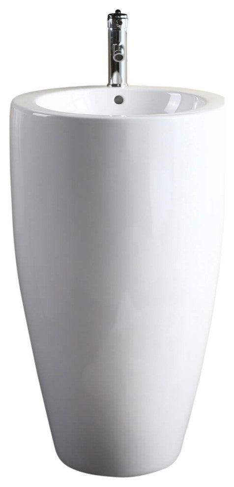 Fine Fixtures Island Pedestal, Elegant 1-Piece Pedestal Sink, Vitreous China