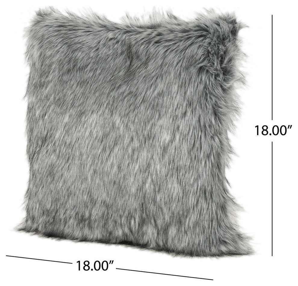 GDF Studio Laraine Furry Glam Dark and Streak Faux Fur Throw Pillows, Set of 2