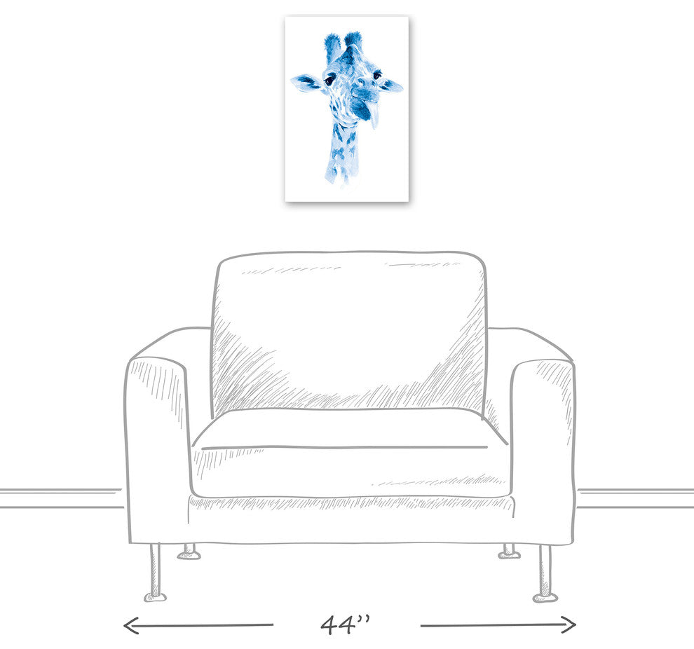 Sassy Blue Giraffe 12x18 Canvas Wall Art