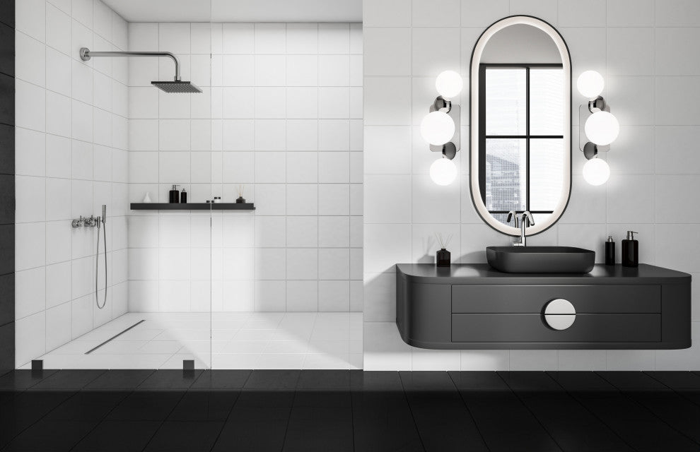 Vine, Vanity, 3Lt, Polished Nickel, Opal Glass