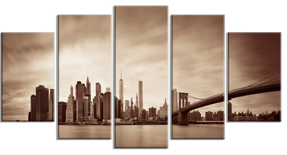 "Manhattan Financial District" Canvas Print60"x32", 5-Panels