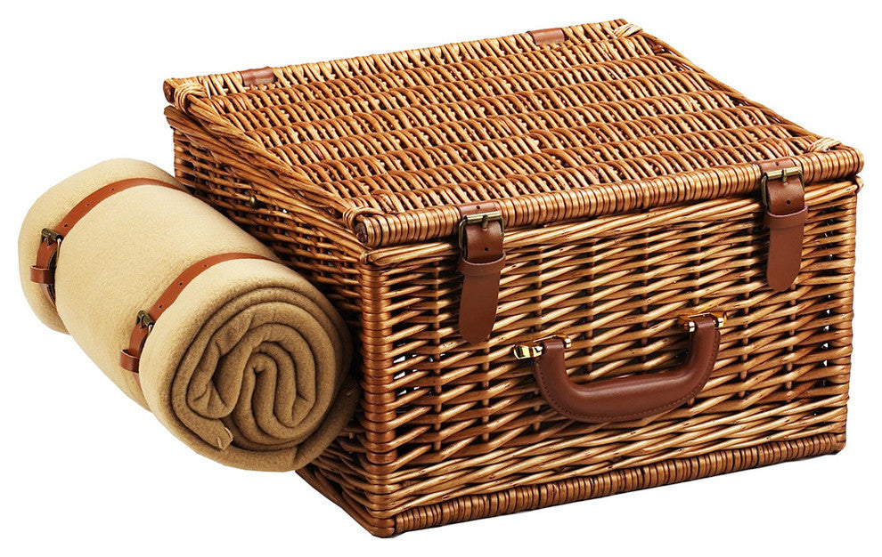 Cheshire Basket For Two With Coffee Set And Blanket, Wicker W and Santa Cruz
