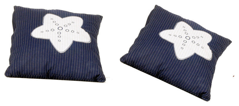 Anne Home, Blue Pillow, White Star, Set Of 2