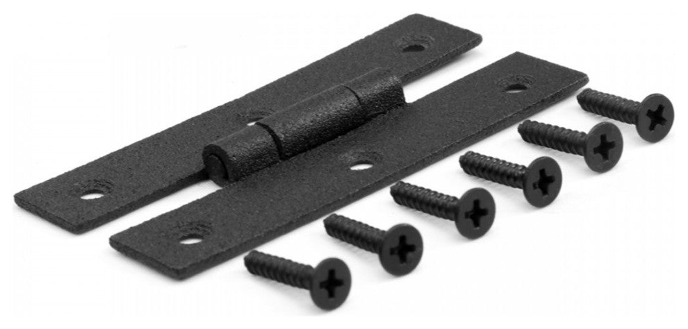 Black H Flush Hinge 3" L Wrought Iron Kitchen Cabinet Door H Straps Pack of 6