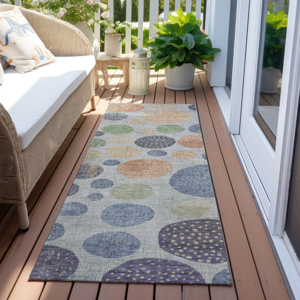Machine Washable Indoor/Outdoor Chantille ACN1899 Denim 2'3" x 7'6" Runner Rug