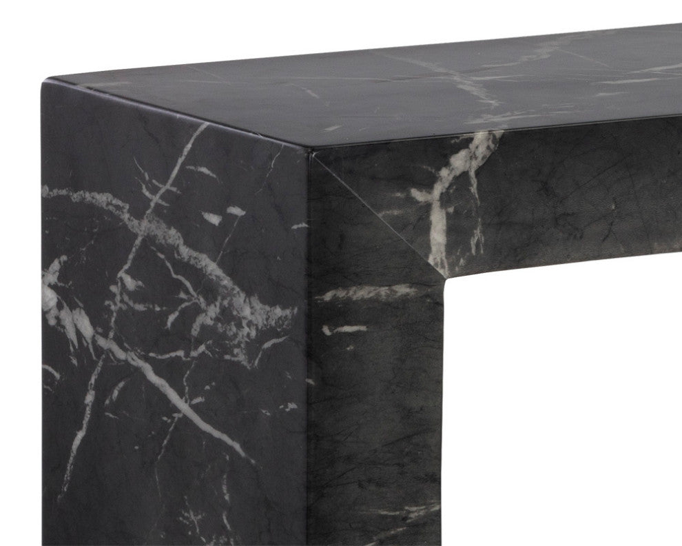 Axle Console Table, Marble Look, Black