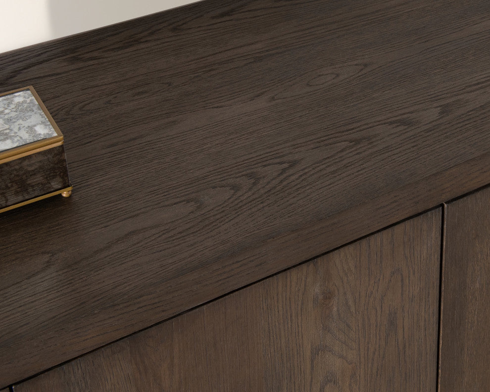 Tiber 74" Oak Veneer Buffet Sideboard, Toasted Brown