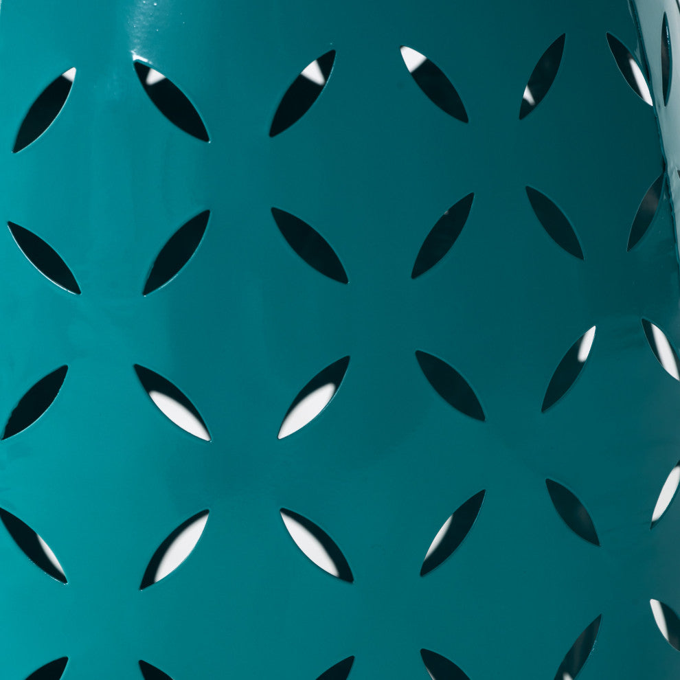 GDF Studio Lilly Outdoor 12" Iron Side Table, Teal