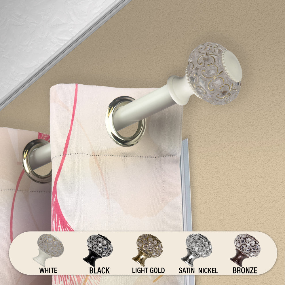 Bailey 1" Curtain Rod, White, 28-48"