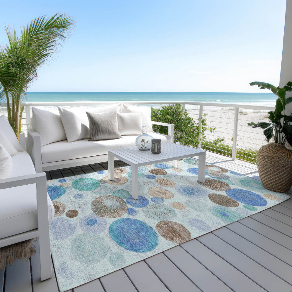Machine Washable Indoor/Outdoor Chantille ACN1896 Teal 5' x 7'6" Rug